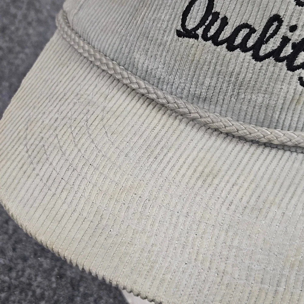 Vintage American Quality Corduroy Hat Gray Patina Advon Inc Snapback Rope 80s